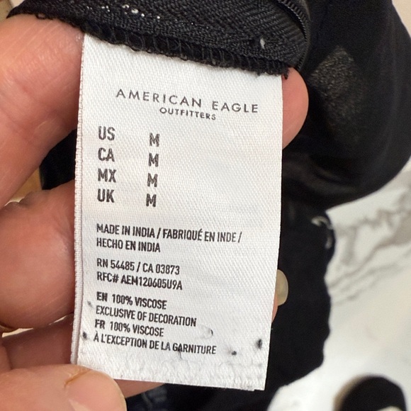 American Eagle Outfitters Black Jumpsuit with White Floral Embroidery - Picture 10 of 11